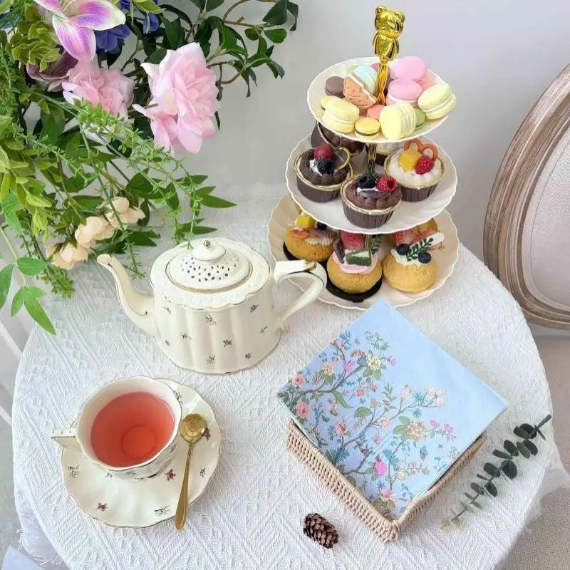20pcs Vintage Wildflower Disposable Napkins For Parties, Weddings, Birthdays - Perfect For Desserts & Celebrations