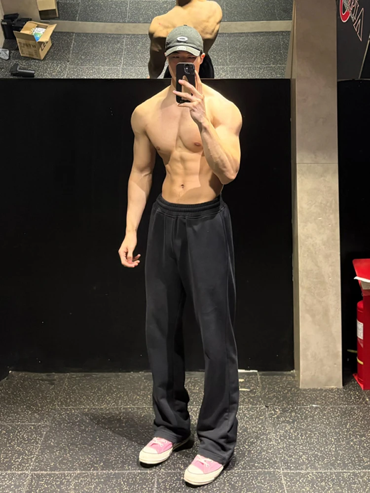 

Cleanfit Men's Fitn Sports Pants Bla Fce Lined Drapey Flared Straight Leg Winter Casual Trousers mid Waist Long