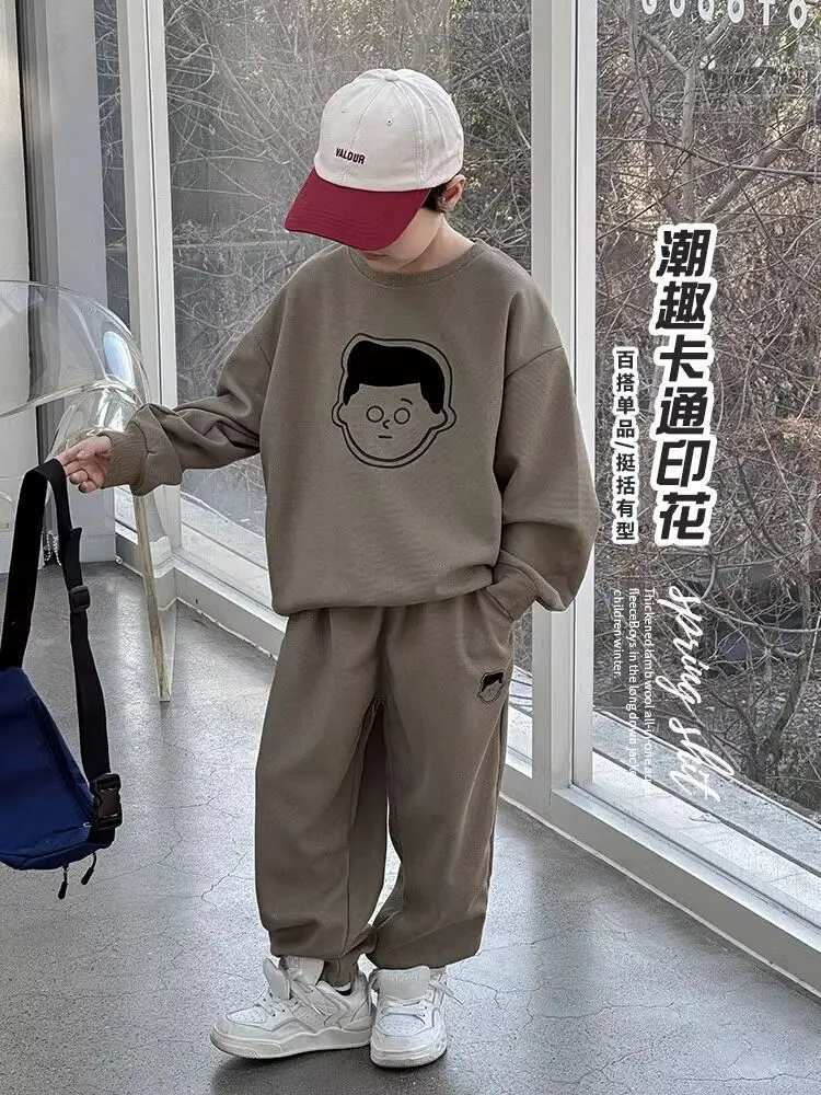 Spring Autumn Boys Fashionable Suit Long Sleeve Sweatshirt Casual Pants Children's Sports 2-piece Set