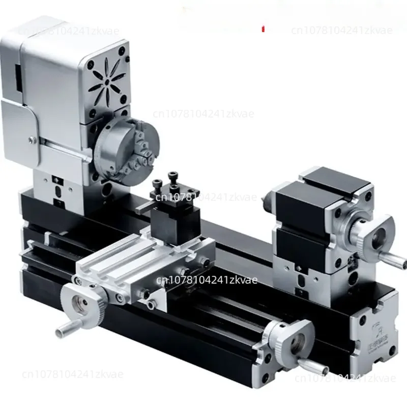 Enhanced Miniature Metal Lathe 50mm Center Electroplated Heighten Mini DIY Lathe for Processing Aluminum,Wood, Plastic Materials