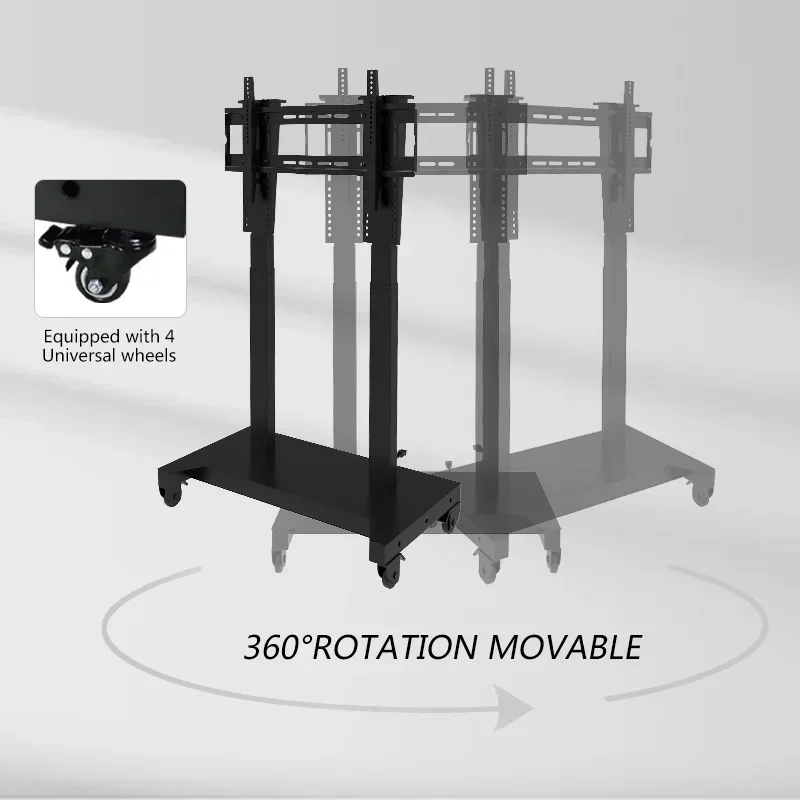 

for Modern Adjustable TV Mount Stands 4 Wheels Electric Movable TV Cart Brackets for Home Office Furniture