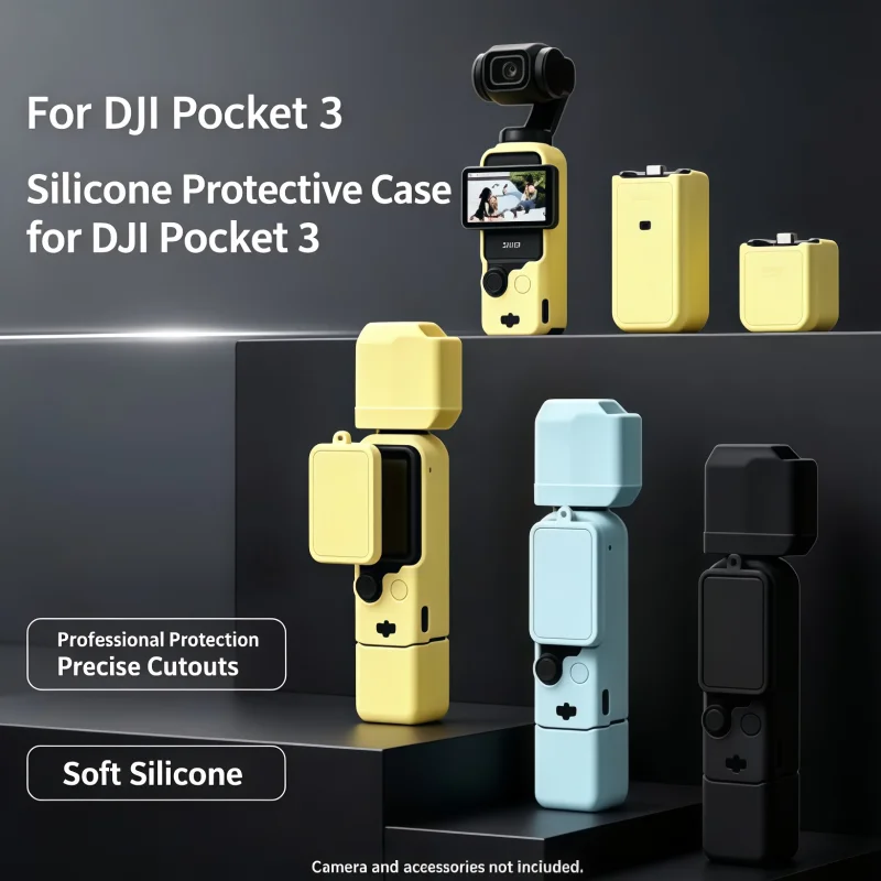 For DJI Pocket 3 Silicone Protective Shell, Detachable Lens & Body Cover, Precise Cutouts for Smooth Gimbal Operation
