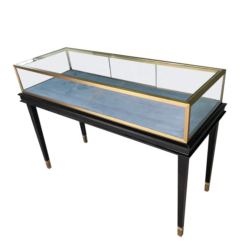 

Custom. High Quality Metal Jewelry Store Display Table Jewelry Glass Showcase with LED Light