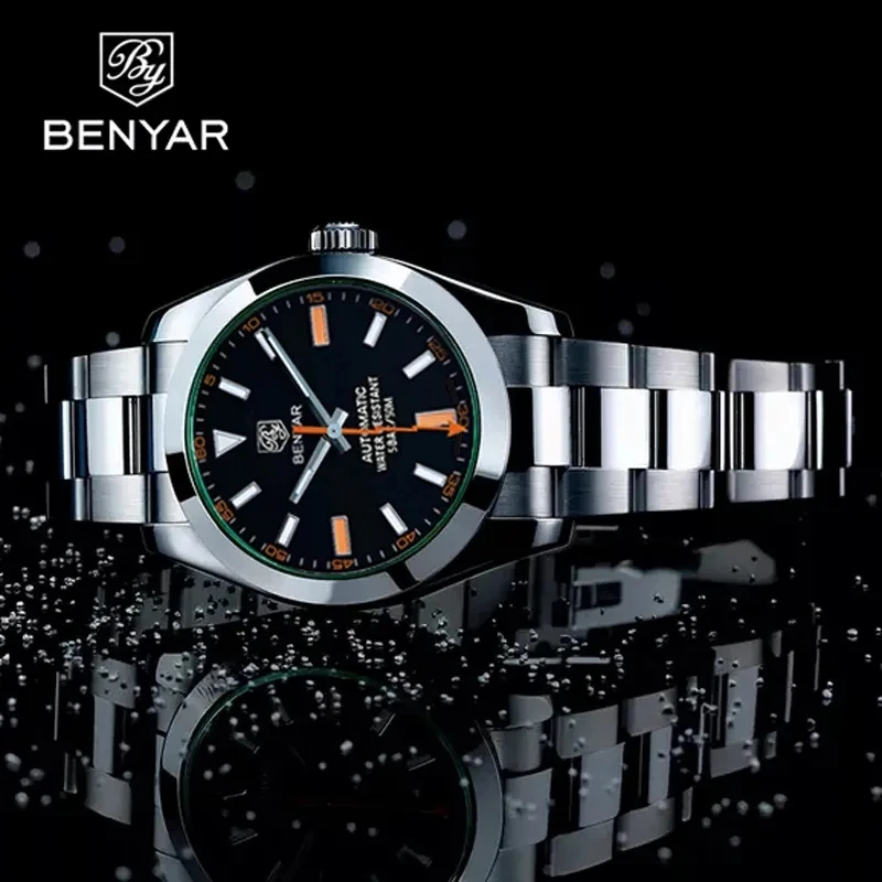 BENYAR Mechanical Mens Watches Fashion Stainless Steel Sport Automatic Watch Men 2023 Brand Luxury Waterproof Clock reloj hombre