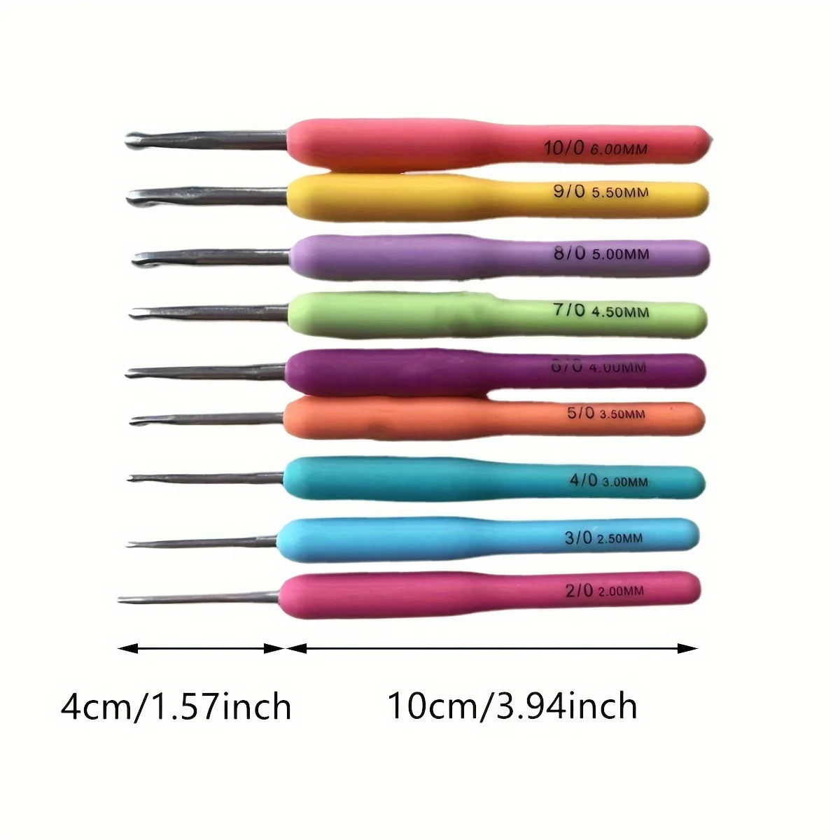 9-teiliges Regenbogen-Aluminium-Häkelnadel-Set 2-6mm Ergonomischer Komfortgriff Glatte Nadeln DIY Strick- und Webwerkzeuge – Detail 5