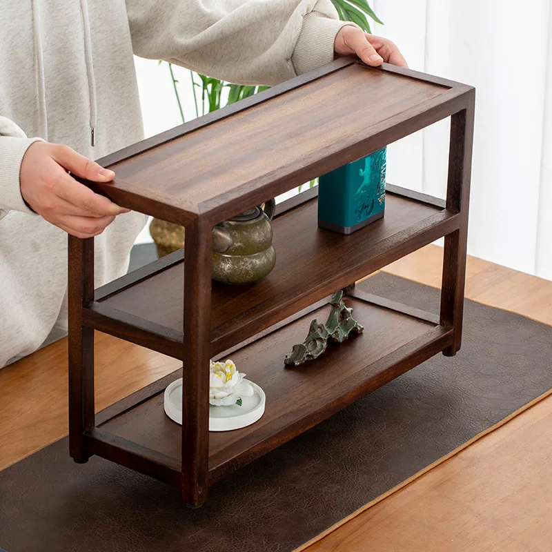 Walnut wood small multi-treasure cabinet, home storage rack, trendy toy figurine collection rack, tea set storage rack
