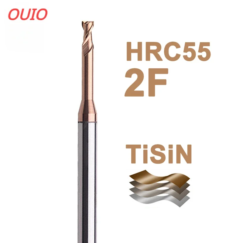 OUIO HRC55 Deep Groove Tungsten Carbide End Mills 2 4 Flutes Long Neck Milling Cutters For Steel Long Flute 6 8 10 12 16 20mm