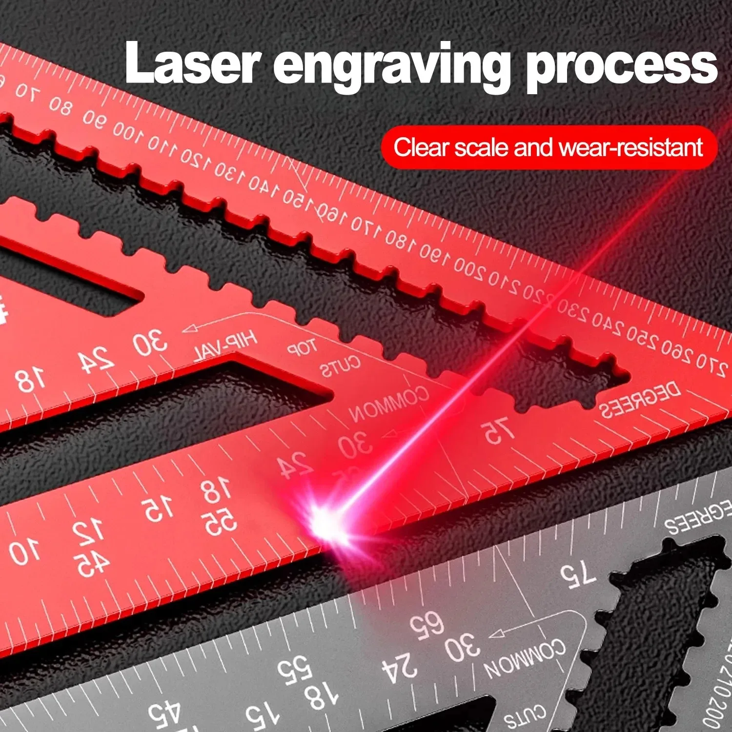 12inch Aluminum Alloy Woodworking Triangle Ruler Multi Angle Measuring Tool Precision Layout Square Metric Imperial Gauge