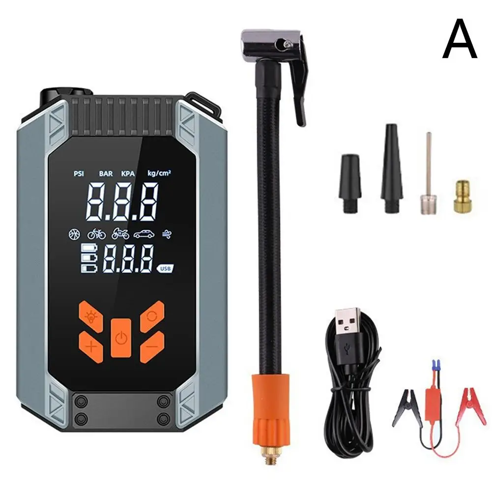 Bomba de inflação sem fio montada em carro, sem fio, lítio, portátil, potência de partida, pneu, toque, bomba de inflação, emergência b9c0