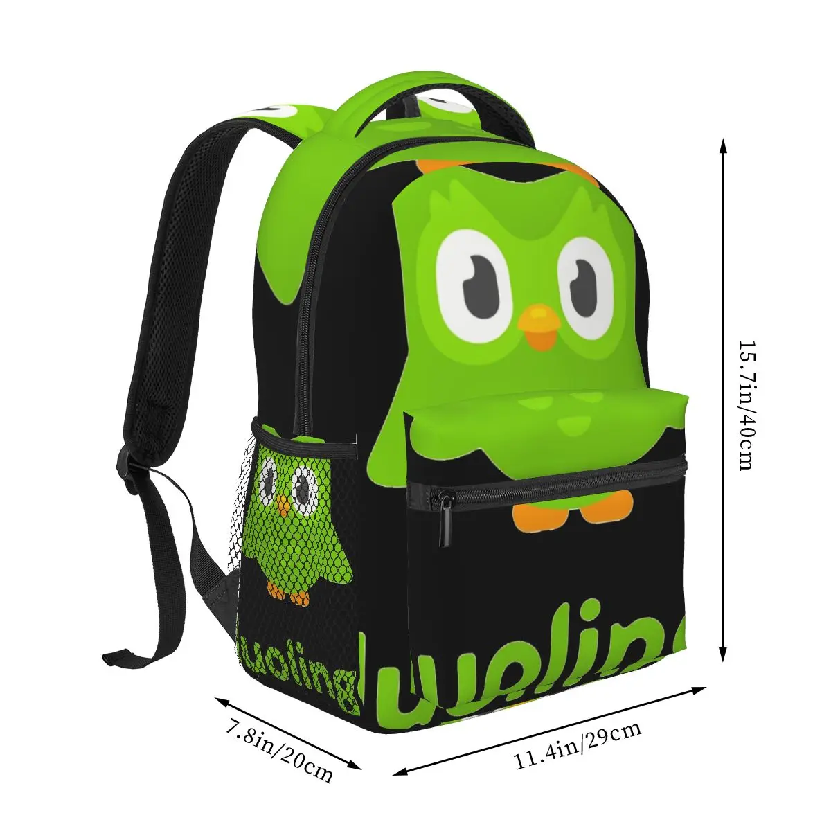 Duolingo-Unisex coruja Duo Casual mochila, estudantes, lazer, viagens, computador