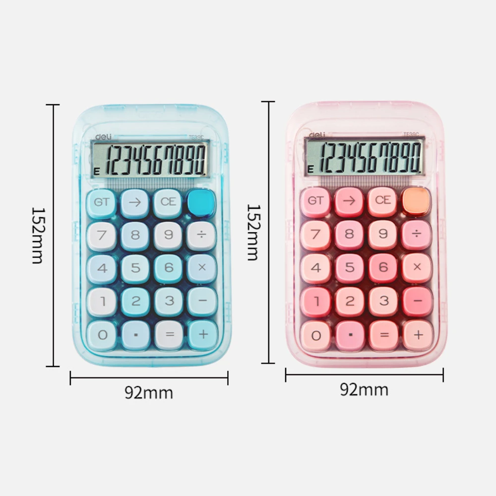 Cute Calculator, Mechanical Switch Desk Calculator 10 Digits, with Big Buttons and LCD Display, Ideal for School Home Office