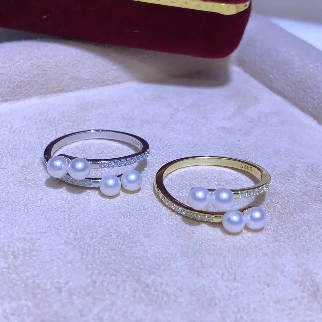 

Регулируемое кольцо из стерлингового серебра S925, фурнитура, крепления, аксессуары, детали, фитинги для жемчуга 3-4 мм, 5 шт./лот