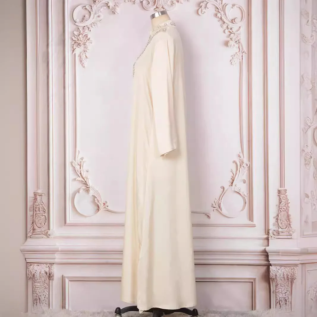 Elegance Dubai Abayas Embroidered Diamond-encrusted Muslim Dress for Women Elegant Arabic Femme Abaya Turkey Islamic Clothing