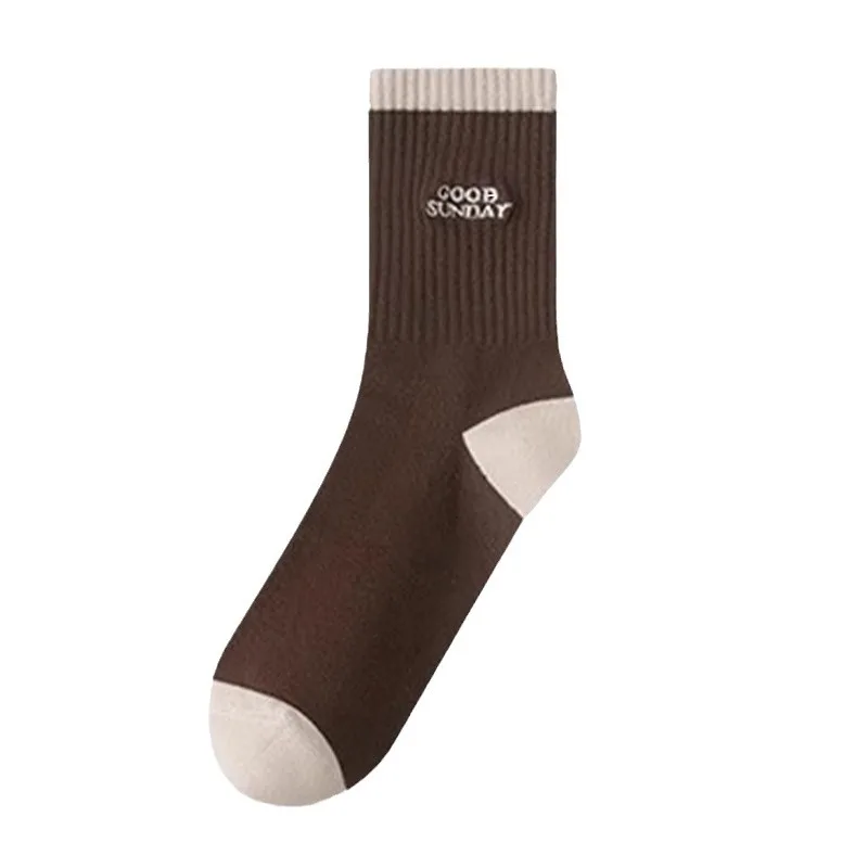 Women Socks Mid Length Socks with Trendy Thickening in autumn and winter, Maillard Striped Stacking Boneless Socks