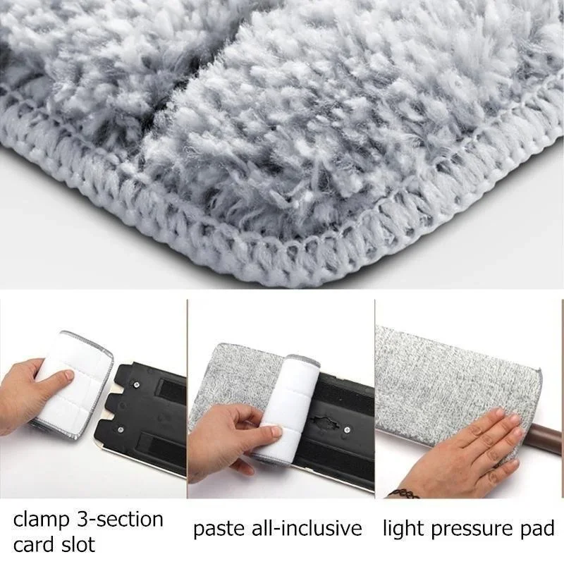 Washable Durable Replacement Microfiber Pads Dust Push Mop Cleaning Supplies Cloth for Flat Squeeze Mop 33X12CM