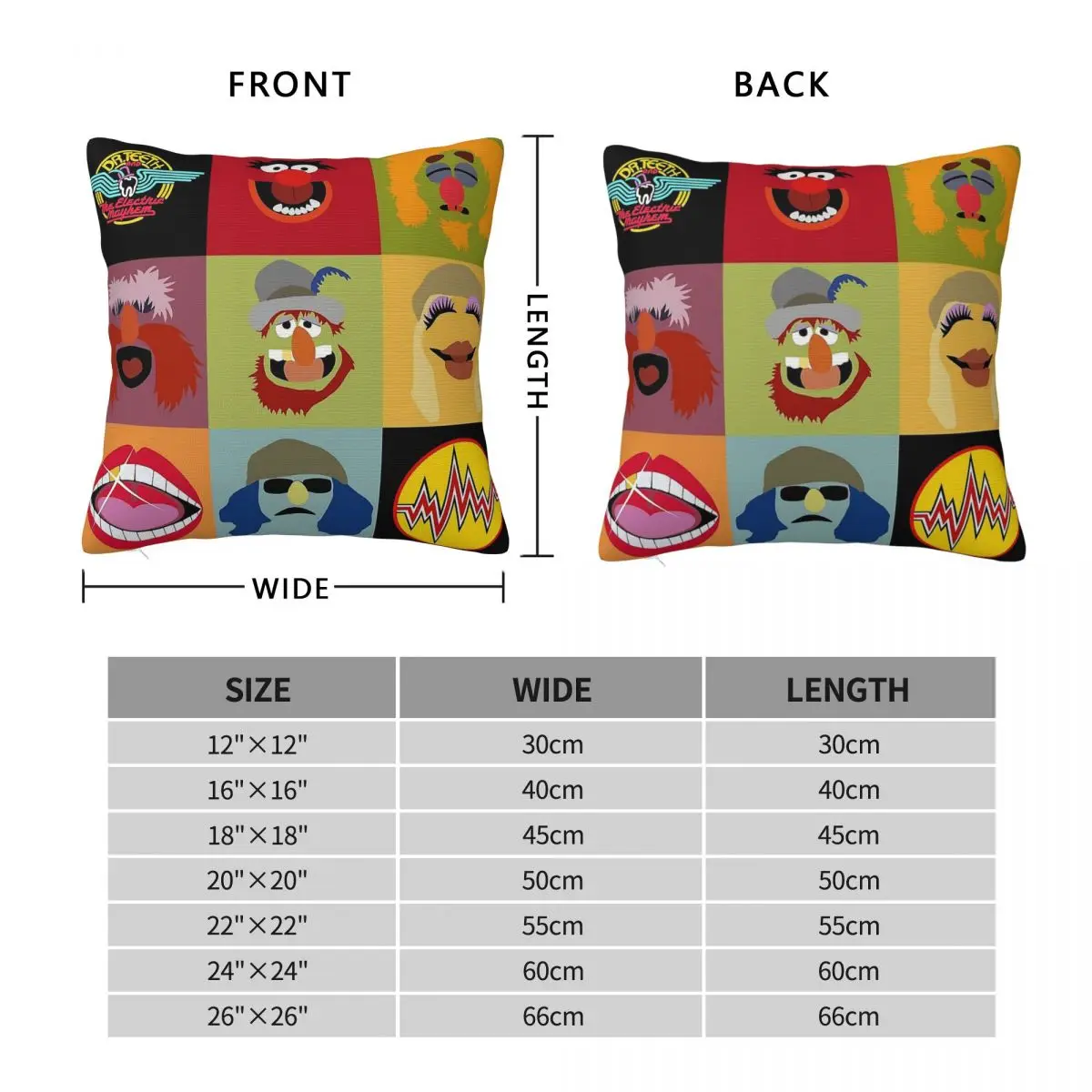 Dr. Teeth And The Electric Mayhem Square Pillowcase Polyester Linen Velvet Printed Zip Decorative Sofa Cushion Case 45x45