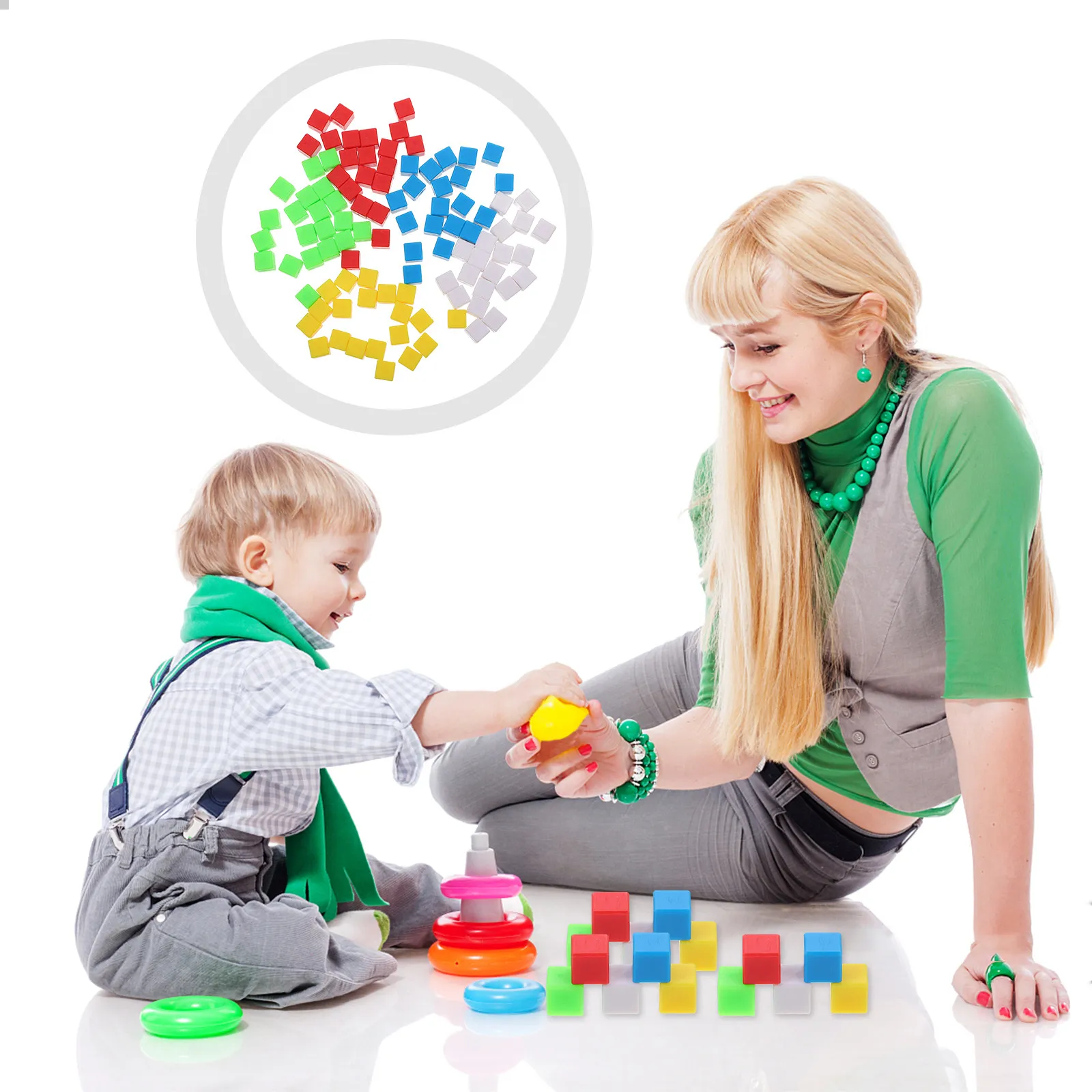 

200Pcs Math Geometry Teaching Aids Innovative Plastic Cubes for Creativity Development Educational Sensory Blocks