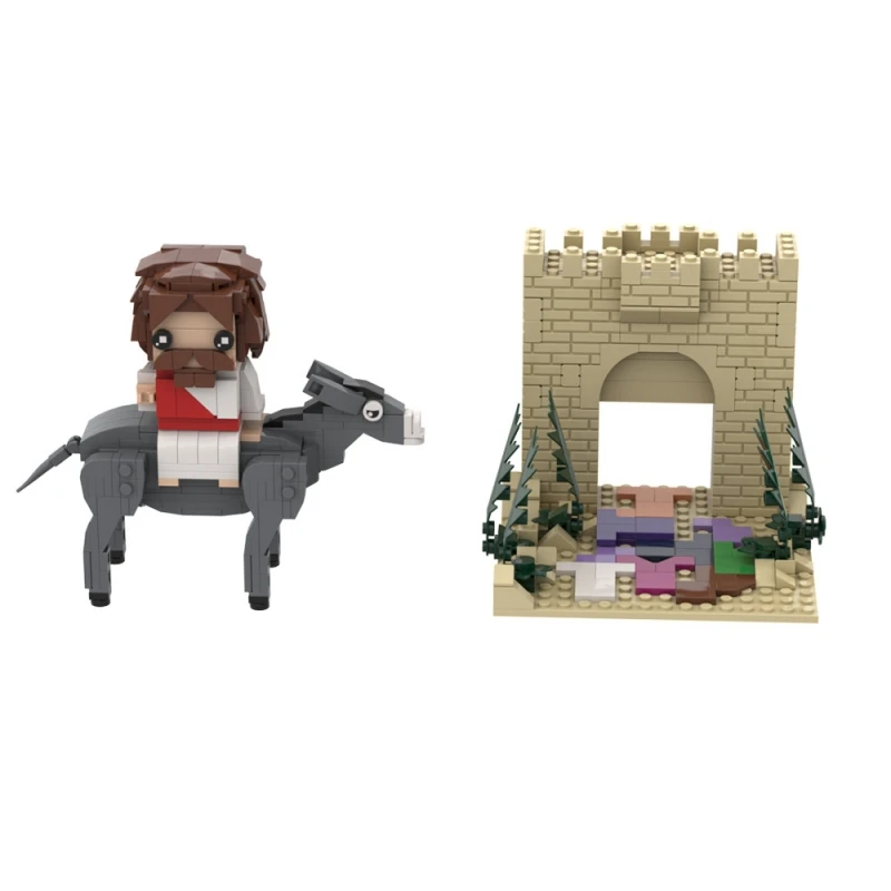 MOC Jesus Model importer décennie ks, Church, Nina ifixion of Jesus, Rode the matkey, Into Jerusalem Action Figure, Bricks Toy Gift