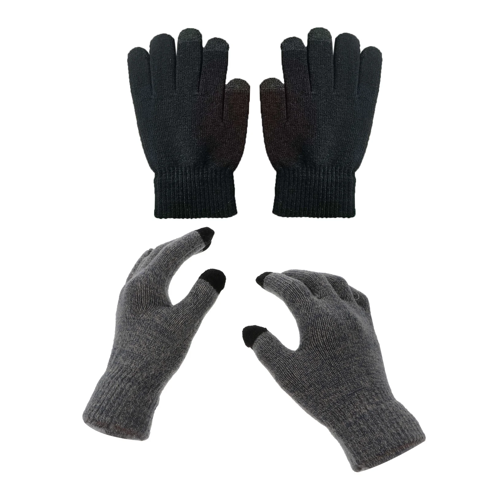 2Pairs قفازات دافئة العزل بطانة خفيفة لينة مريحة نونسليب الدراجات المشي لمسافات طويلة في الهواء الطلق قفازات 3 إصبع لمس