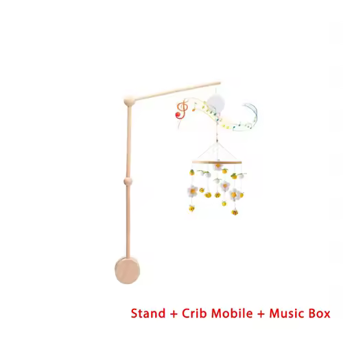Wooden Crib Mobile Baby Bed Bell Rattle Toy Soft Felt Cartoon Bear Mobile bracket Newborn Music Box Bed Bell Hanging Bracket Toy - Image 38
