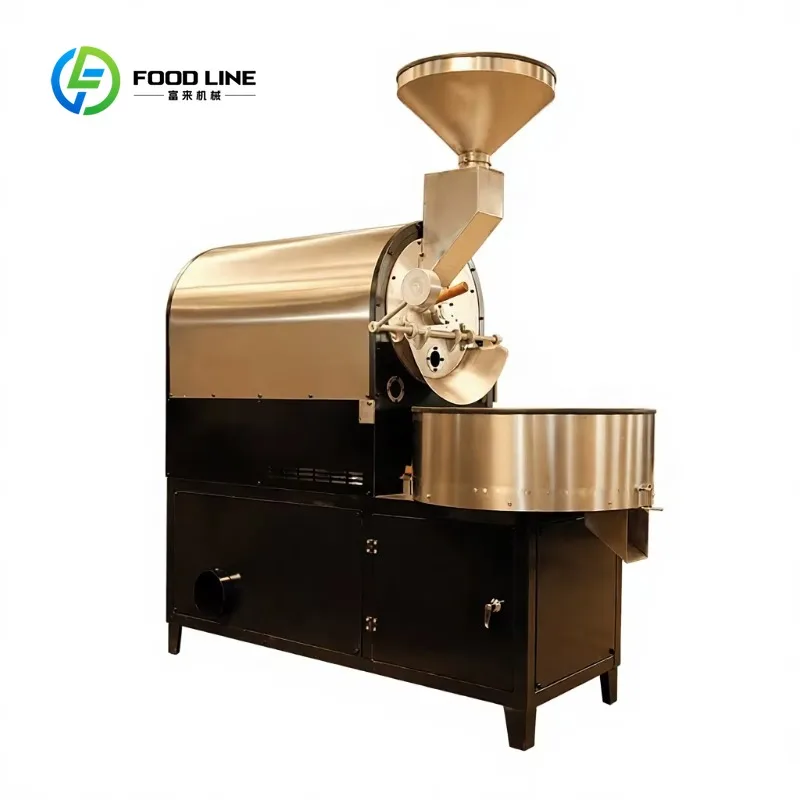 Custom Made Stainless Steel Coffee Bean Roaster Machine Roasting Cooling Mixing Heating Hot Air Dust Collection
