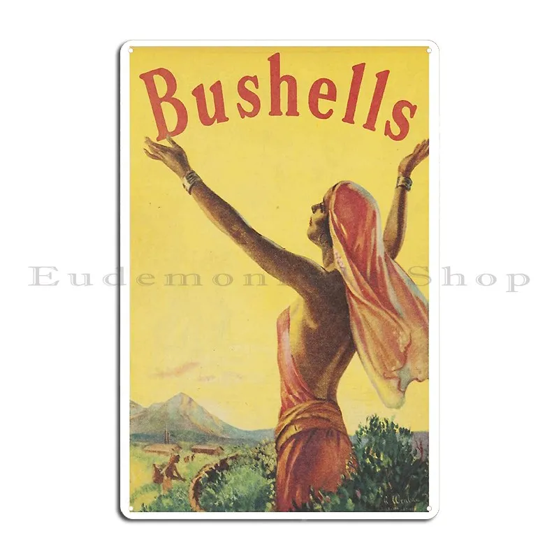 Bushells Australian Tea Ad 1940s Metal Plaque Cave Classic Printing Designing Rusty Tin Sign Poster