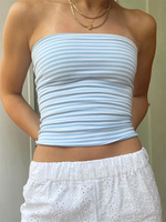 Women's Tube Tops Sleeveless Strapless Off Shoulder Crop Tops Shirt for Party Club Short Tank Top Summer