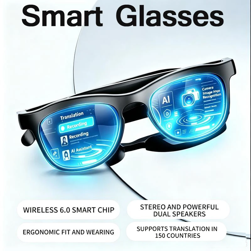 New Smart Glasses AI Permanent Translation Bluetooth Conversation Recording Listening To Music Smart Sunglasses for Men Women
