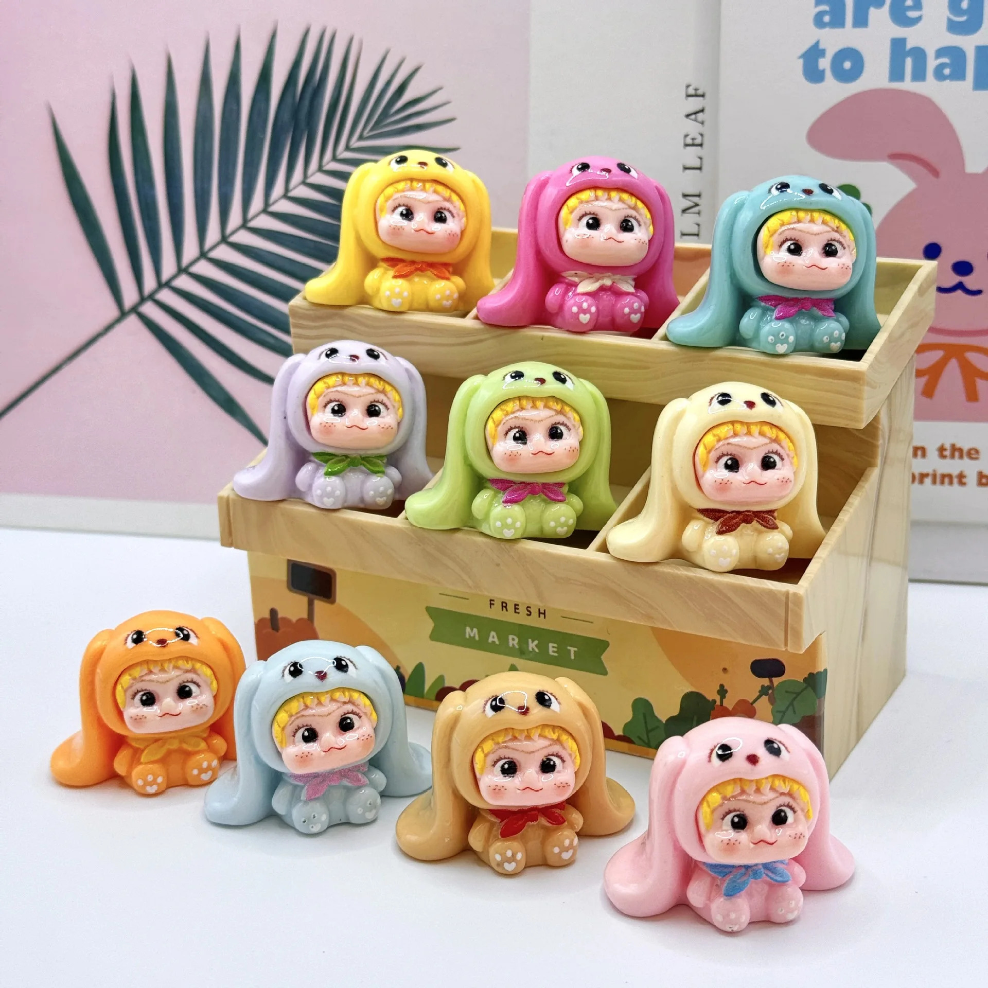 10pcs/Set Mini Wakuku Figure Toy Rabbit Figurine Desktop Decoration Model Ornaments Toys Boys Girls Christmas Gifts