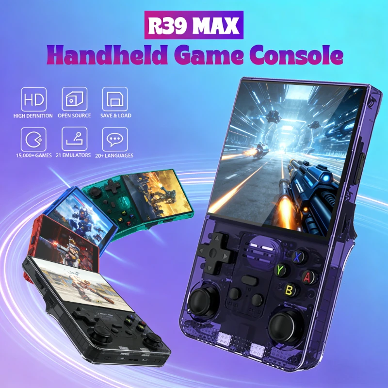 

Портативная игровая консоль R39MAX с 4-дюймовым IPS HD-экраном, ретро-дизайн, система Linux, 40000+ игр, карта памяти 256 ГБ, мини-портативная игровая приставка, подарок