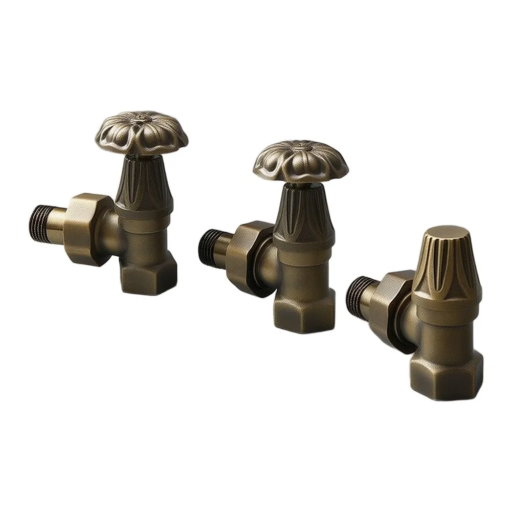 1/2 inch G1/2 Thread Radiator Temperature Control Valve in Antique Brass for TRV Radiators and Towel Rails Installation