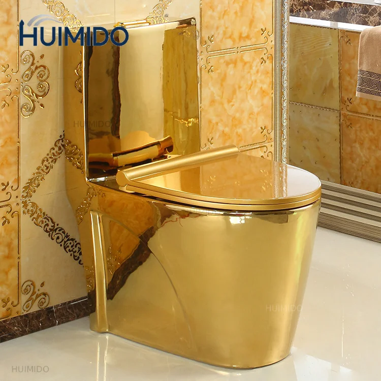 European Royal Luxury Electroplated S Trap/p Trap Golden Color Water Closet Bathroom Commode One Piece Gold Toilet Bowl