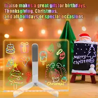 LED Note Board With Night Light Colorful 7 Pens DIY Acrylic Message Board Children‘s Drawing Board For Kids Birthday Gift 2