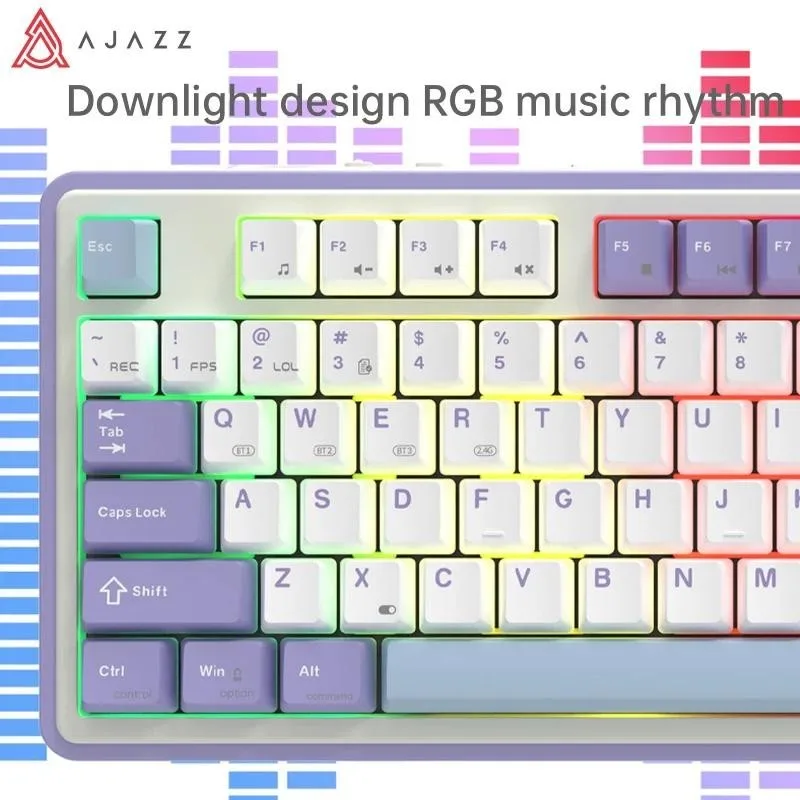 Imagem -06 - Pro Teclado Mecânico sem Fio com Botão Led Tela Rgb Hot Swappable Teclado Personalizado 75 Gask Ajazz-ak870