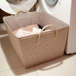 Rectangular Woven Basket Organzier Handmade storage Baskets Reusable Sundries Book Toys Storage Box Home Organizer