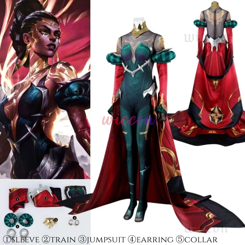 

Mel Cosplay Costume LOL Jumpsuit Cloak Earrings Game LOL Mel Cosplay Carnival Party Women Dress Uniform Halloween Outfit Fullset