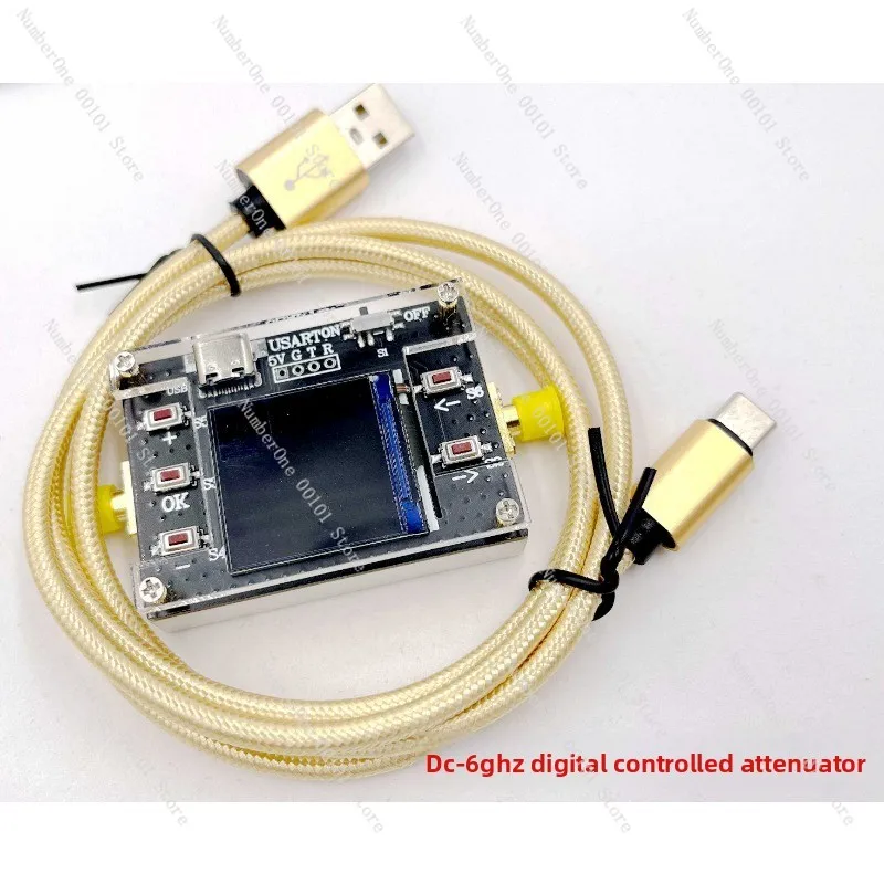 Type-C 6G Digital Programmable RF Attenuator 30dB TFT Display CNC Shell with Communication Interface Support