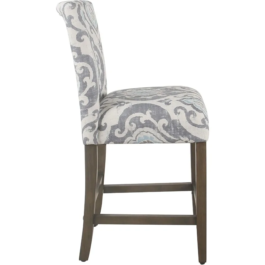 Elegante taburete de bar de 24" - Asiento giratorio de altura de mostrador de cocina azul Suri, diseño moderno de Parsons para bar en casa