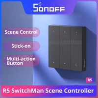 Controlador de escena SONOFF SwitchMan R5, cableado libre de 6 teclas, pegatina eWeLink, puerta de enlace remota, múltiples maneras de disparo, funciona con M5 MINI R3