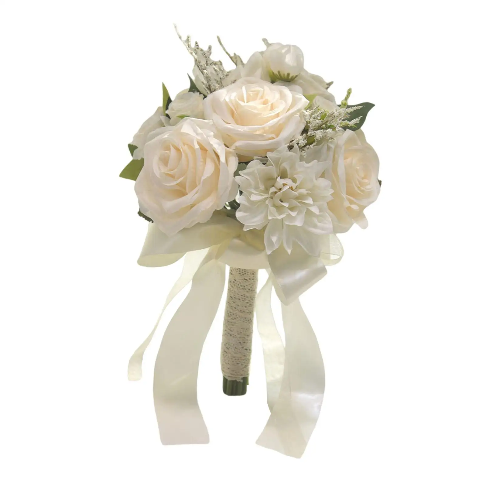 Artificial Silk Flower Bridal Bouquet White Elegant Wedding Centerpiece for Bride Party Table Decor Photography Props