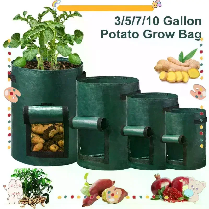 Garden Planting Bag, With Handles 3/5/7/10 Gallon , High Quality Garden Tools PE Plant Bag Vegetable Tomato Potato Flower