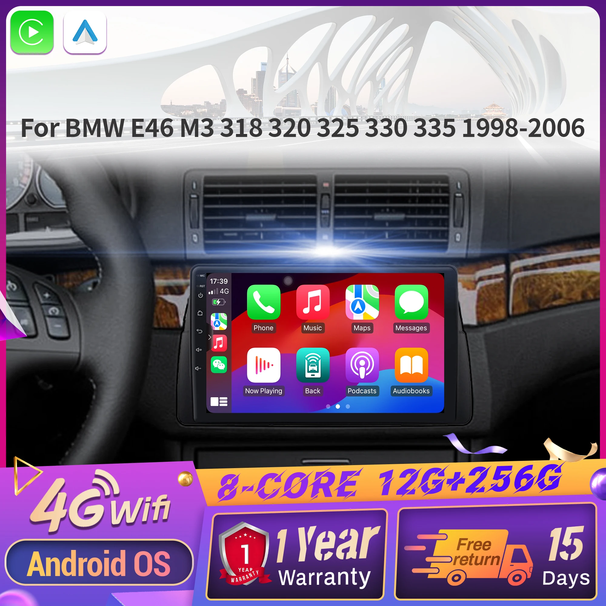 

Android 14 Car Radio Multimedia For BMW E46 M3 318 320 325 330 335 1998-2006 Wireless CarPlay Bluetooth Touch 2K Screen Stereo