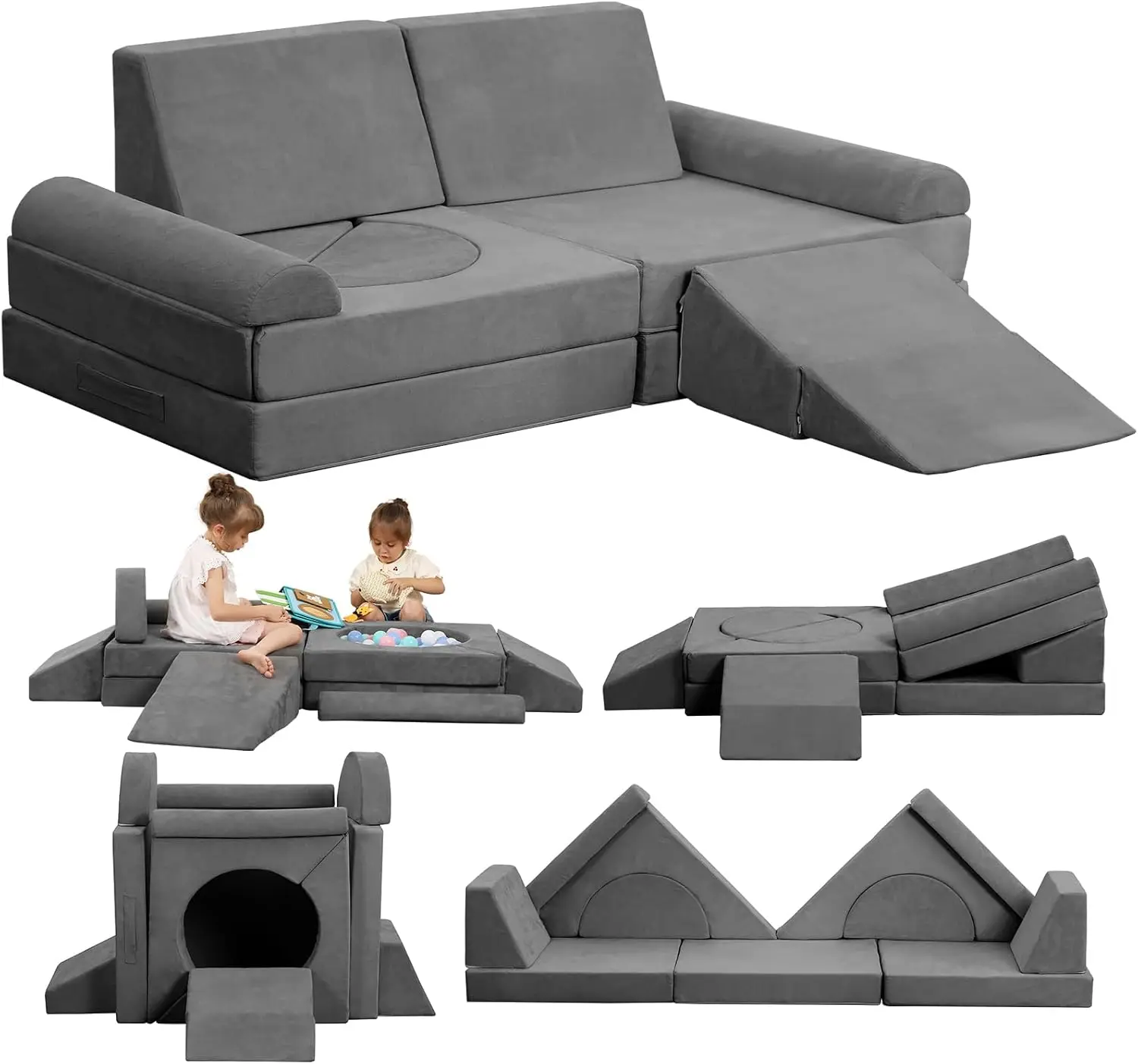 [Helong Store]12PCS Modular Kids Play Couch, Kids Couch, Sectional Sofa Imaginative Furniture Play Set for Creative Children, Co