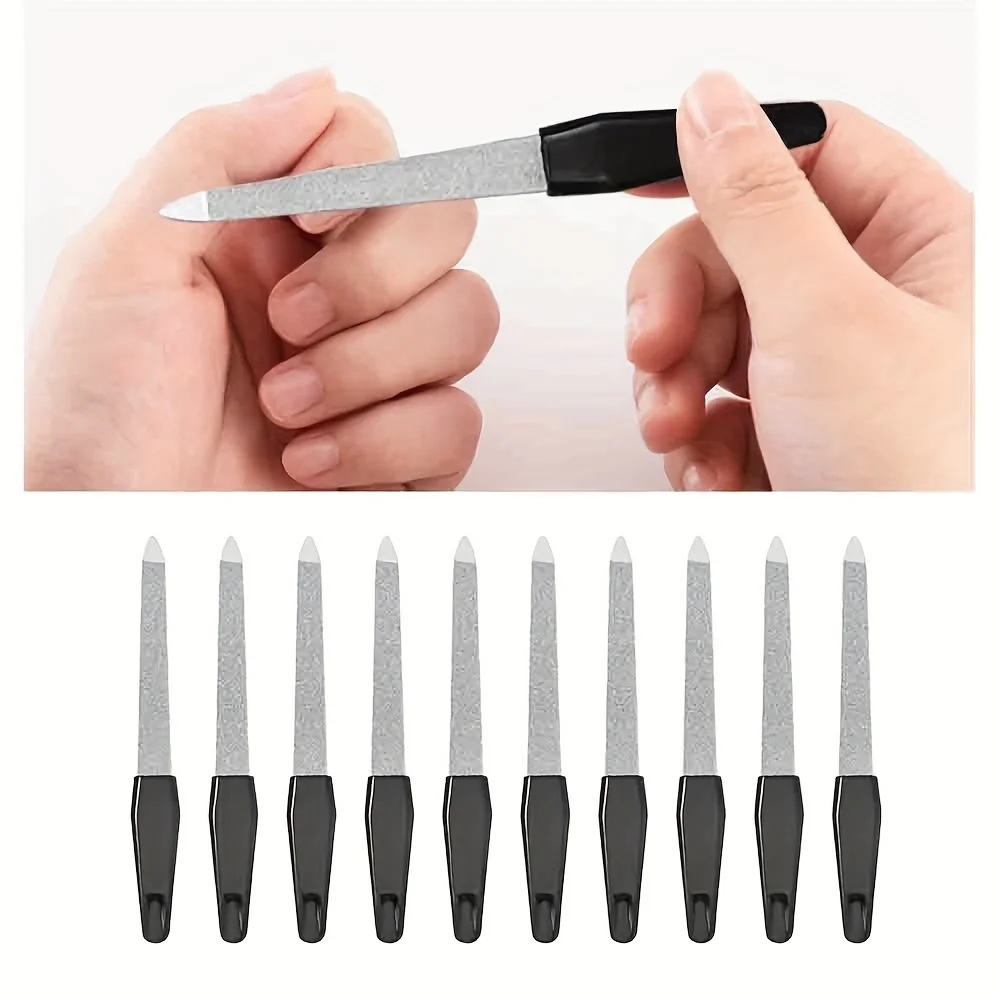 6/10 sztuk/zestaw plastikowy uchwyt dwustronny pilnik do paznokci, metalowy spray ze stali nierdzewnej Arn pasek polerski, pilnik do Manicure