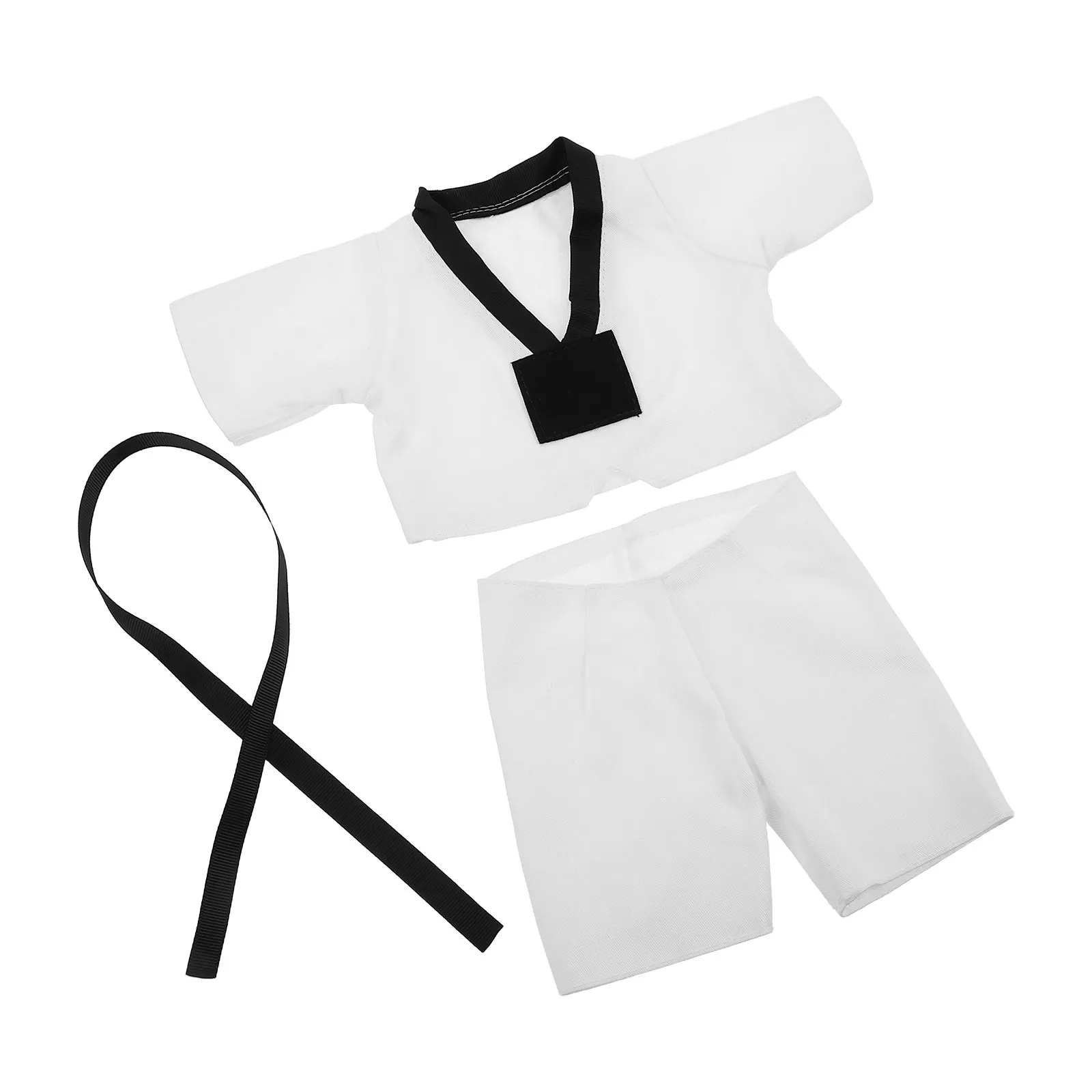 

1Set Stuffed Animal Karate Uniform White Bear Taekwondo Outfit with Belt Fits 10-12 Inch Figures Imaginative Play Martial Arts