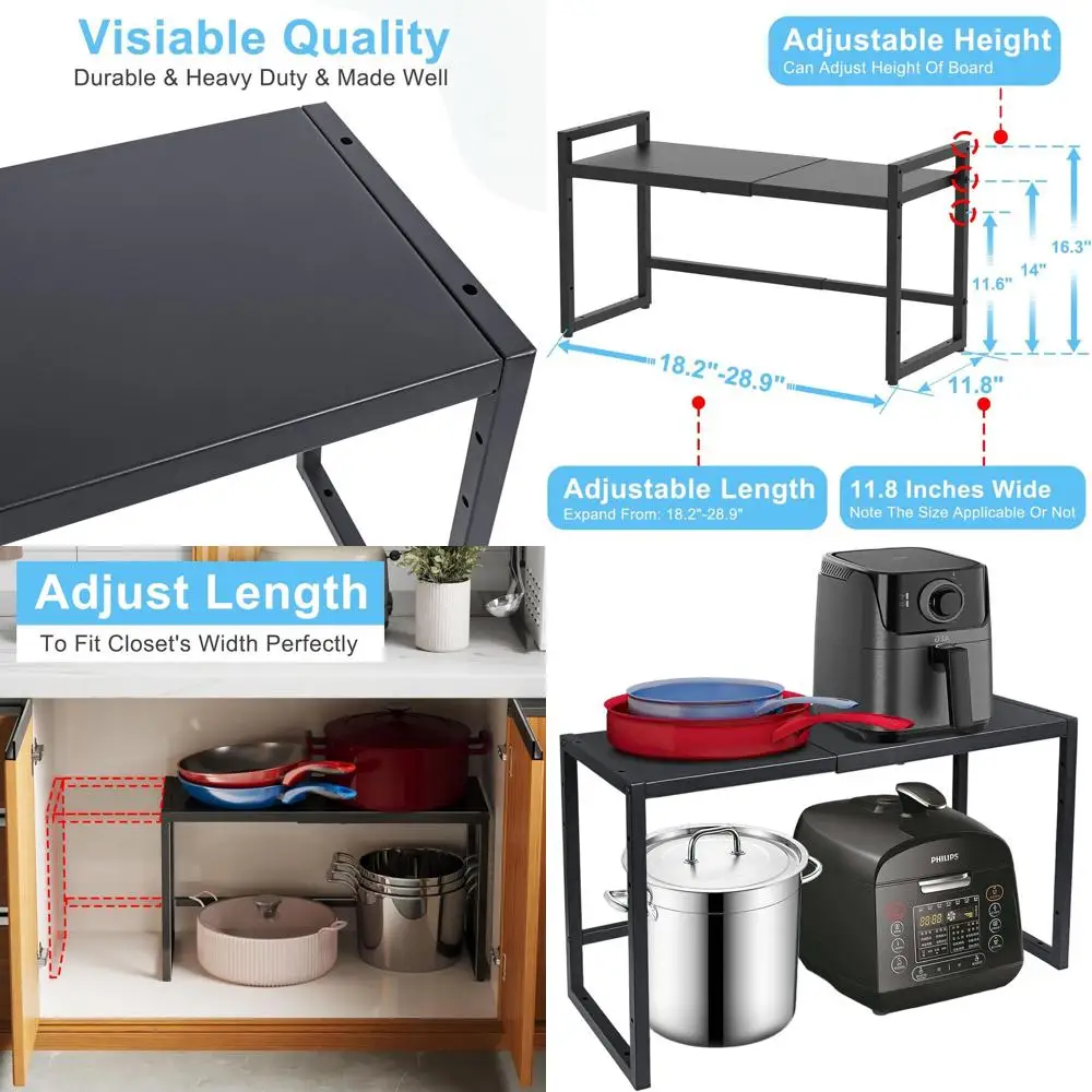 Sturdy Adjustable Metal Racks for Kitchen, Pantry, and Garage - Holds 110 lbs, Ideal for Pots, Pans, and Appliances