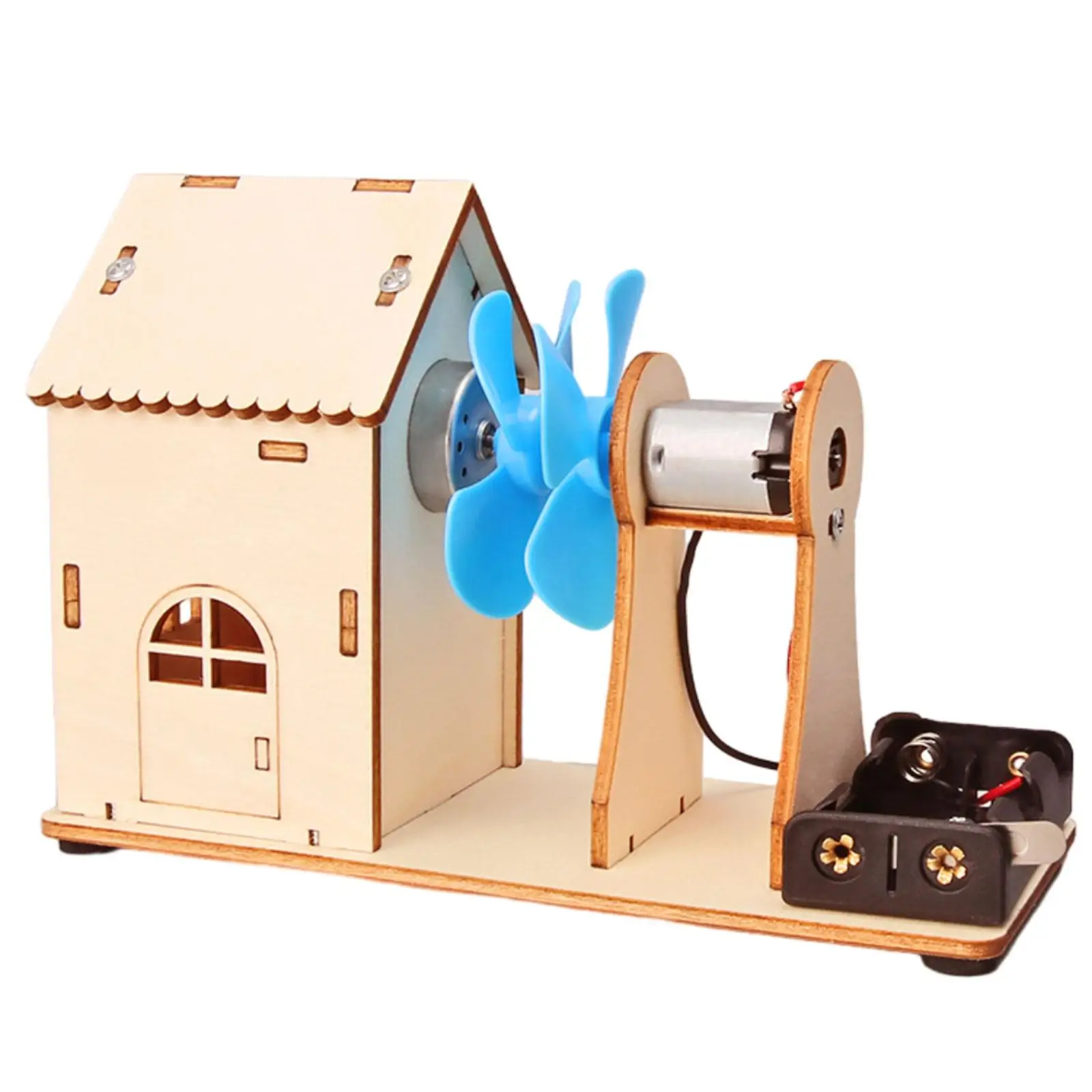 DIY Wind Turbines Toy Wooden Puzzle Toy Developing Educational Toy Scientific Model Electronic Toys Wind Turbine for Children