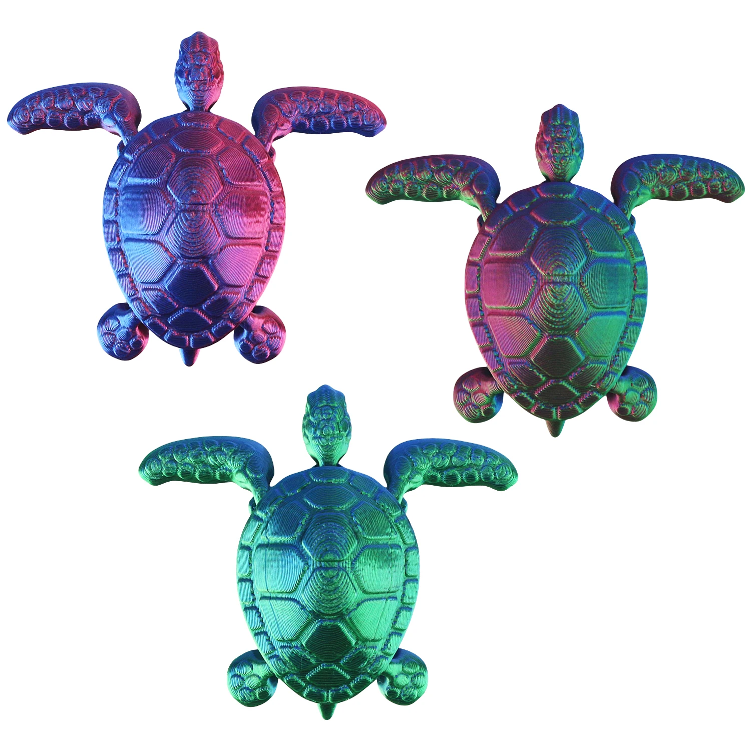 3D printed turtles, simulated marine creatures, figurine models, decorative toys, parent-child interaction