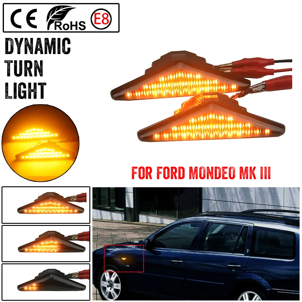 

Текущий боковой повторитель, светодиодный динамический боковой габаритный указатель поворота, индикатор, мигалка, лампа для Ford MONDEO MK III 2000-2007