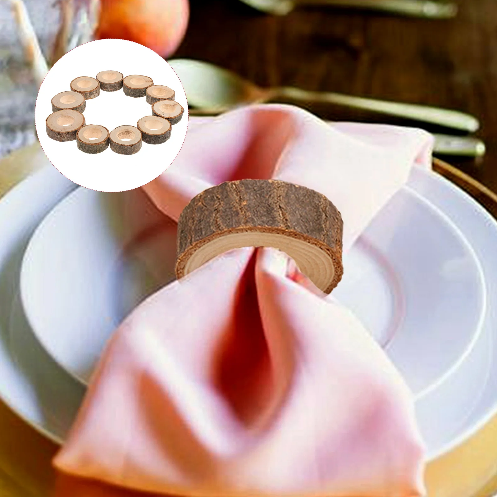 

10pcs Wooden Napkin Ring Natural Unfinished For Wedding Party Banquet Birthday Hotel Table Diy Craft Projects Handicraft Sewing